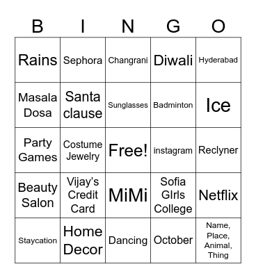 Happy Birthday Sapna Bingo Card
