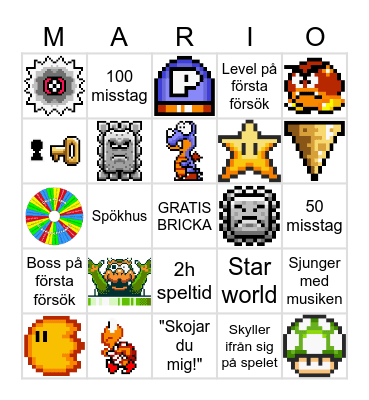 Super Mario World Bingo Card