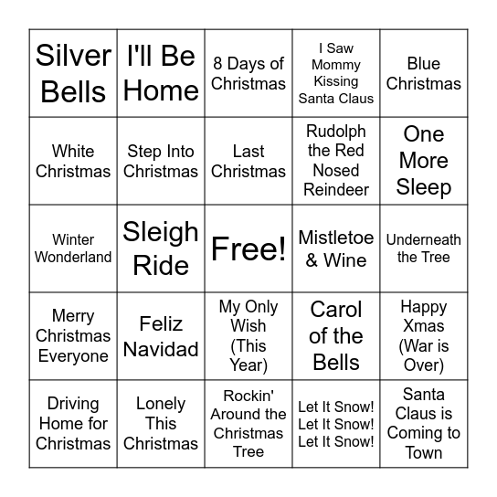 Crimbo Bingo Card