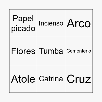 Día de muertos Bingo Card