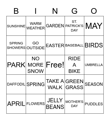 SPRING TIME! Bingo Card