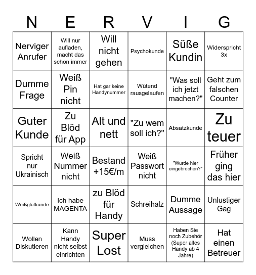 Telekom Bingo Card