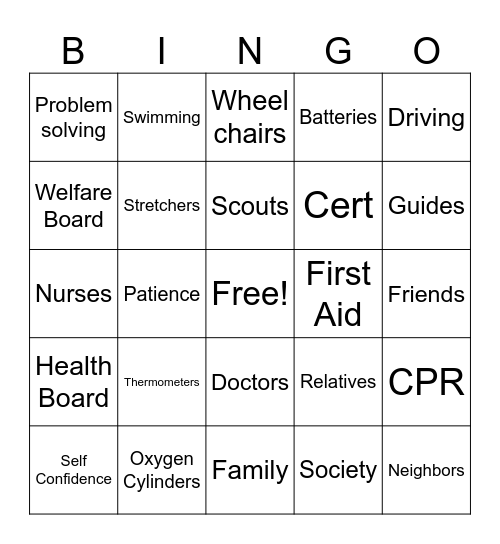 Resilience Bingo Card
