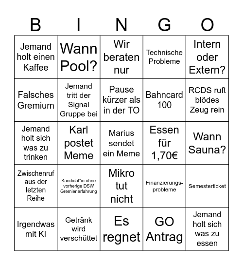 StuRa Bingo Card