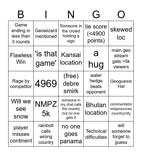 GEO WC BINGO Card