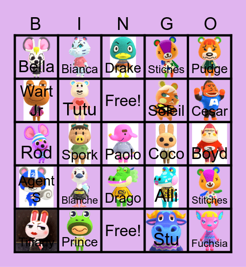 Animal crossing Bingo Card
