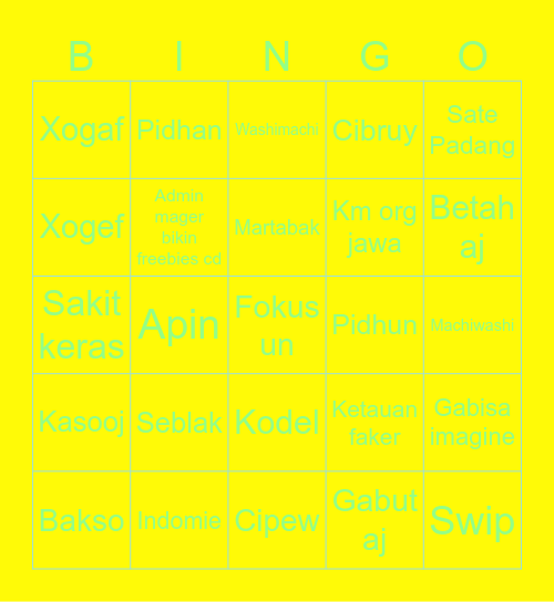 Suhyang Bingo Card