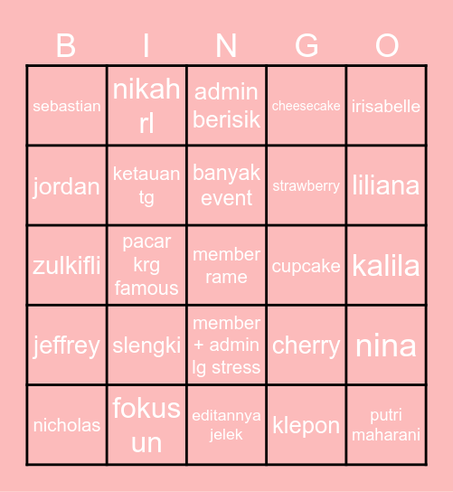 ning-chan Bingo Card