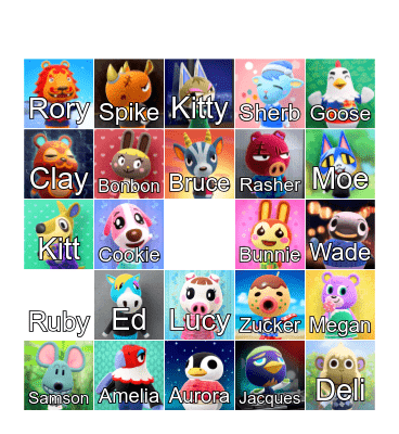 Animal Crossing Bingo Card