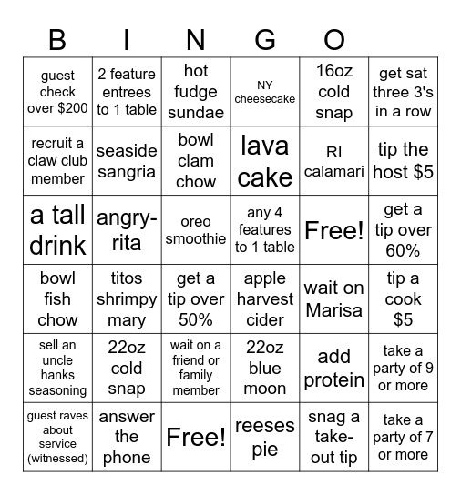 New Years' 2024 Bingo Card