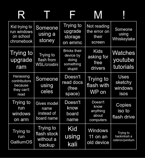 Chrultrabook Bingo Card