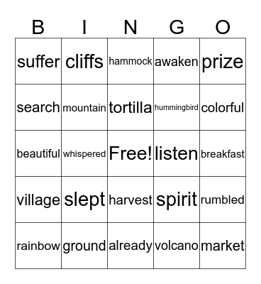 The First Tortilla Bingo Card