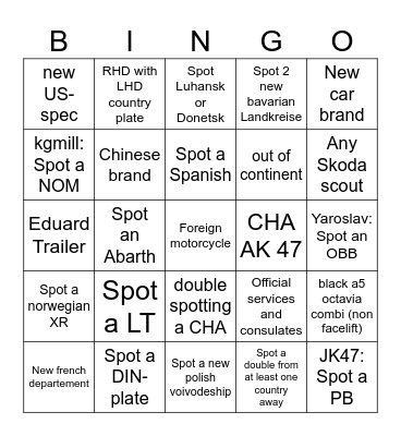 Cham BINGO Card