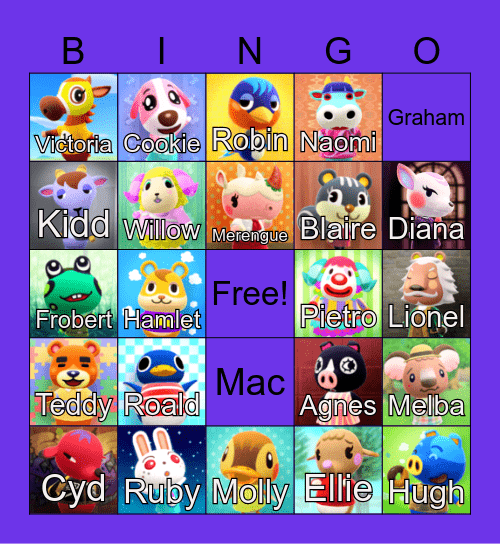 Animal Crossing Bingo Card