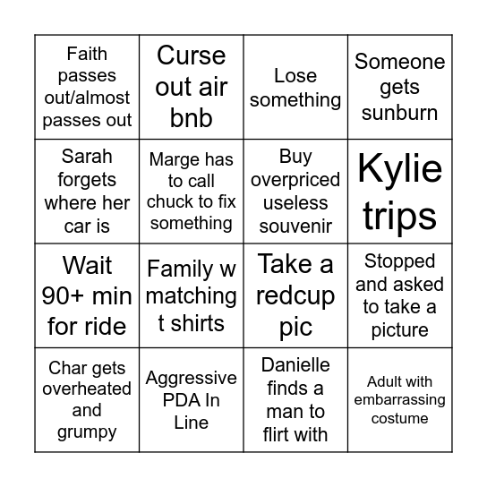 Orlando bingo Card