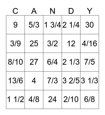 Candy-O Bingo Card