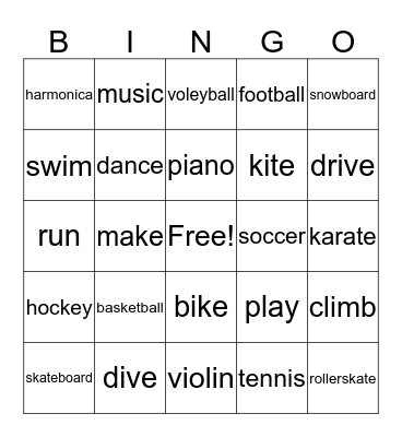 Sports Bingo Card