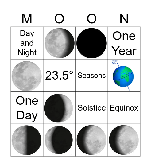 Moon Phases and Seasons Bingo Card