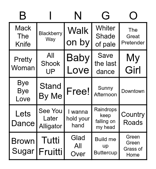 Boogie Bingo Card