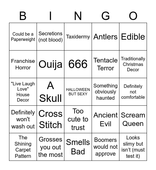 Halloween Market Bingo Card