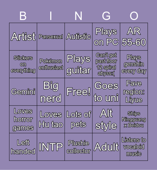 How similar are we? Bingo Card