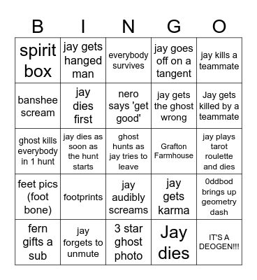 NSP Bingo Card