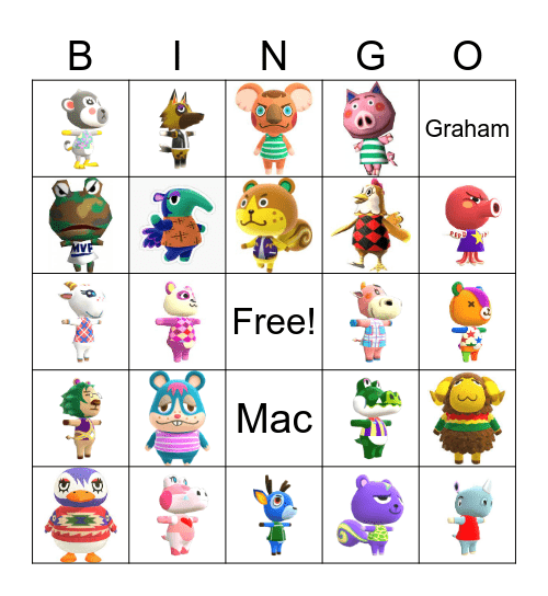 Animal Crossing Bingo Card