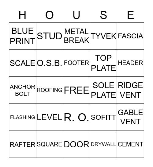 CONSTRUCTION BINGO Card