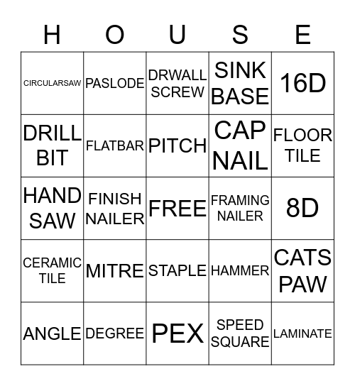 CONSTRUCTION BINGO Card