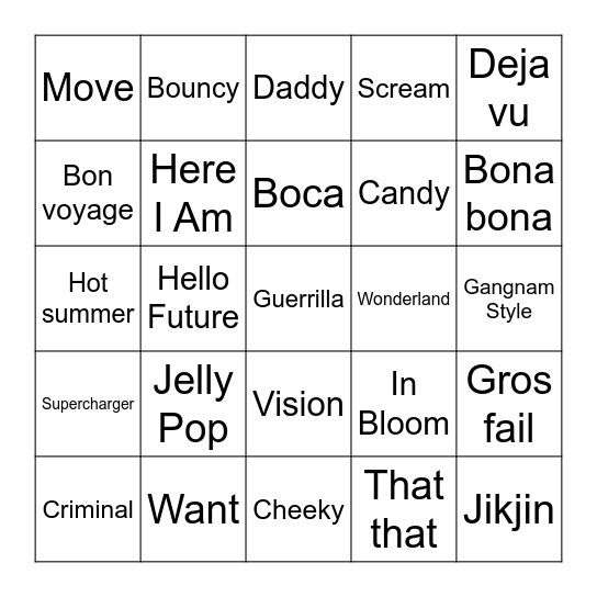 Musique sa mère Bingo Card