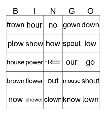 ow/ou  Bingo Card