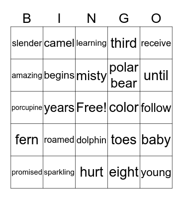 Lesson 22 Bingo Card