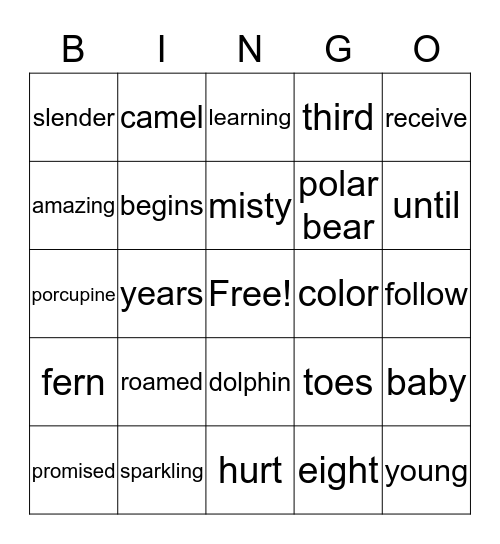 Lesson 22 Bingo Card