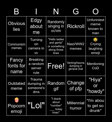 Delta/John Bingo Card