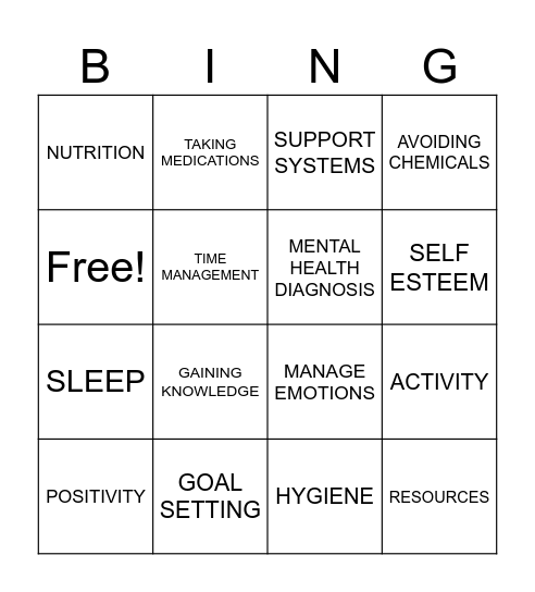 WHAT MAKES A HEALTHY YOU? Bingo Card