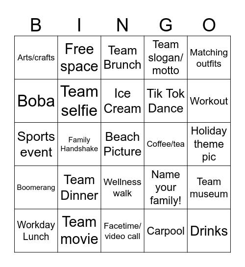 Fam round Bingo Card