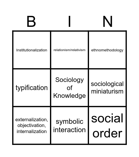 Microsociology YAY Bingo Card