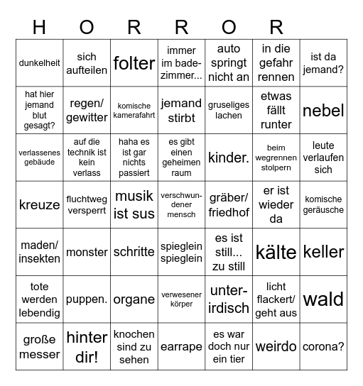 Gruselbingo Card