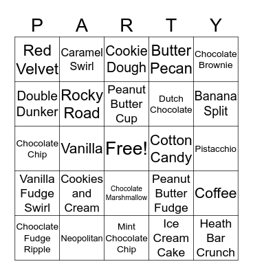 Ice Cream Bingo Card