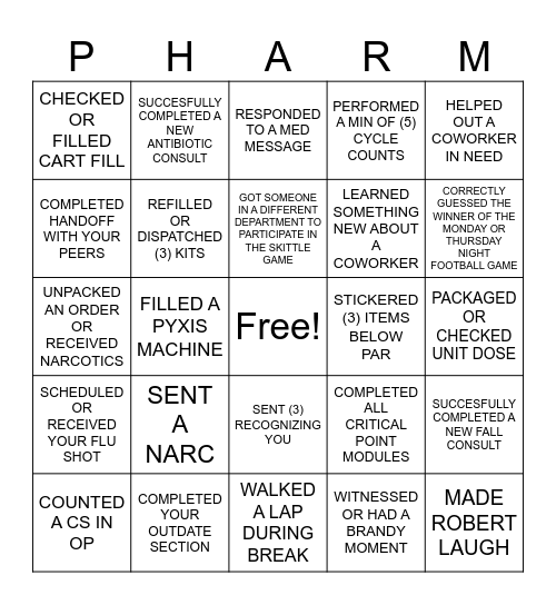 PHARMACY WEEK Bingo Card