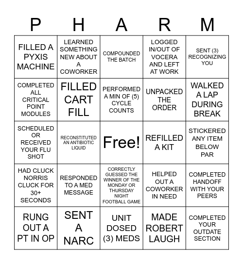 PHARMACY WEEK Bingo Card