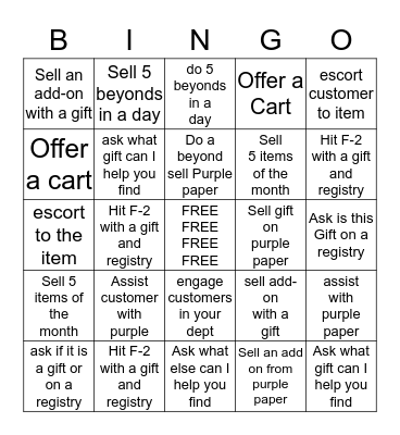 Bridal Bingo Card