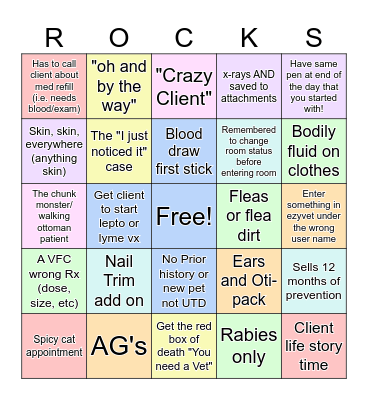 Vet Tech Week Bingo Card