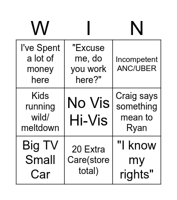 Sunday Bingo Card