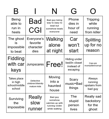 HORROR MOVIE CLICHÉS Bingo Card