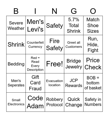 AP Shrink Bingo Card