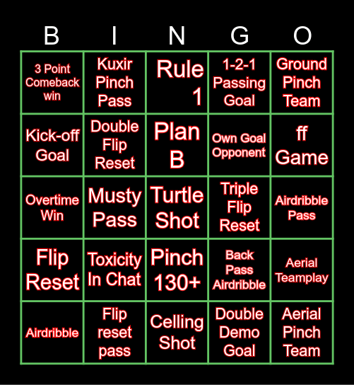 zenith Bingo Card