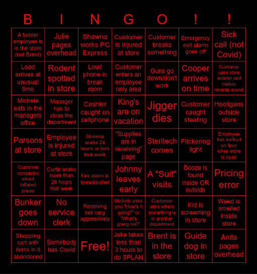 Week 2 Bingo Card