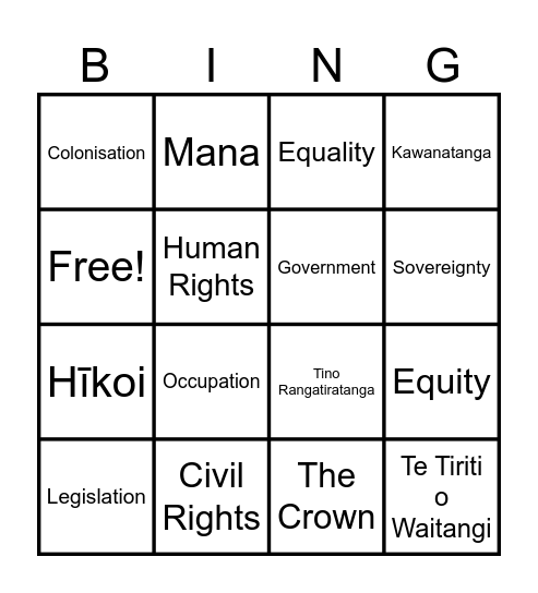 Key Terms BINGO Card