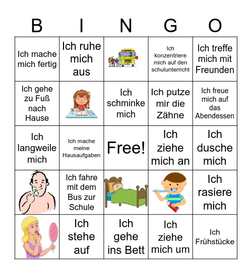 Reflexive Verbs Ganz Klasse 2 Thema 4 Bingo Card